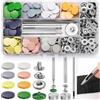 Ysimple 80 Set Bottoni Automatici a Pressione, 8 Colori Bottoni a Pressione Metallo con 4 Strumenti, 15MM Bottone a Pressiones, per Cuoio Camicia Zaini Cappello Borsa Cinture Pelle Fai da Te