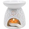 Guzeelu Brucia Essenze in Ceramica, Bruciatore Oli Essenziali per Tealight, Scaldacera per Wax Melts con Motivi Intagliati, Diffusore di Aromi per Decorazione Casa e Camera