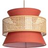 LEDKIA LIGHTING LEDKIA Lampada Sospensione Rattan e Tessuto Chulu Terracotta