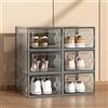 ZAIHW Scatola porta scarpe da 6/12 pezzi, scatole per scarpe trasparenti addensate con coperchio, scarpiera pieghevole impilabile a combinazione libera, contenitore per scarpe da ginnastica in plastica