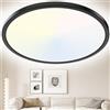 Yexati Plafoniera LED Soffitto 29 CM 24 W 3200 LM IP54 Nero Confezione 1 | 3000K/4000K/6500K Lampada da Soffitto bagno Rotonda per Camera da Letto Cucina Soggiorno Bagno Sala da Pranzo Corridoio