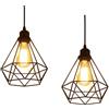 MAXDUYU Lampadario a Sospensione Retrò,2 pezzi E27 Metallo Lampadario Soffitto Nero Gabbia ferro,Ø20 cm per Corridoio,Studio,Cucina,ufficio,camera da letto,Plafoniera