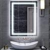 OHMG Specchio Bagno, Specchio Bagno LED, Specchio Da Parete, Luce Bianca Fredda, Design Touch, Telaio in Lega di Alluminio, IP67, 22W (60 * 80cm)