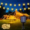 Goffii Catena luminosa solare per esterni, resistente alle intemperie, 30 LED, luce bianca calda, 3 m + 5,1 m, 8 modalità, IP65, per esterni, resistente alle intemperie, per balconi, terrazze, giardini