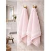 B O S A L O N I Set BOSALONI HOME 2 Asciugamani Viso in Velluto di Corallo 40x80 cm - Morbidi e Assorbenti - Bipack Bagno e Ospiti - (Rosa Antico)