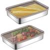 Qivine Contenitore per Formaggio e Affettati in Acciaio Inox 304 con Coperchio, Porta Formaggio per Frigorifero, Contenitore Salva Freschezza per Prosciutto, Burro, Organizer Frigo Impilabile