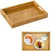 Rairsky Vassoio Rettangolare con Manici in Bambù, 30 x 20 x 4 cm | Grande Piatto da Portata per Cucina, Colazione, Caffè - 30 x 20 x 4 cm
