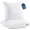 ACCURATEX Set di 2 cuscini ibridi in memory foam, schiacciati, 60 x 60 cm, con rivestimento in cotone rimovibile e imbottitura in microfibra (regolabile in altezza), cuscino cervicale per dormire sui