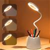YANGUN Lampada da Scrivania, lampada da scrivania bambina con Portapenne e Supporto per Telefono, 3 Modalità di Illuminazione, Regalo per Bambini e Bambine(Bianco)