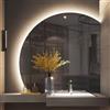 HCBUTAE Dimmerabile Illuminazione Specchio Da Parete per Il Trucco Semicircolare Di Grandi, Specchio Luminoso Cerchio Irregolare, Specchi Decorativi LED Impermeabili Corridoio Ingresso(Left half,70*70 cm)