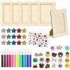 Foonary Set da 6 cornici in legno da dipingere, set fai da te con 12 pastelli acquerellabili, strass, adesivi, stelline e adesivi 3D per decorare (14×20 cm)