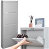 StarMart Scarpiera Salvaspazio Slim GRIGIO (4 Ante 12 Paia, Nessun Montaggio) Struttura in Metallo resistente (no plastica, tessuto, or legno), per Interni/Esterni, Scarpe/Stivali, Garanzia 15 Anni