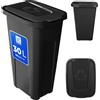KADAX Pattumiera per la Raccolta dei Rifiuti, 30 L, Robusta Con Coperchio Ermetico, Sistema di Raccolta in Plastica (Coperchio Nero)