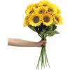Laelfe 12 Pezzi Girasoli Finti di Grandi per Decorazioni, 60 cm Girasoli Artificiali a Stelo Lungo Decorazione per Esterni, Casa, Matrimonio, Compleanno, Decorazione Gialla