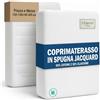 L'Emporio Casa Coprimaterasso in Spugna Jacquard di Cotone Elasticizzato con Angoli Perimetrale, Lavabile, Regolabile, Certificato Oeko Tex, per Diversi Materassi (Posto e Mezzo 120-130x190-200)