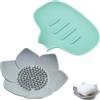 easyBee 2 Pezzi Porta Saponetta in Silicone con Scarico - Portasapone Autodrenante, A Prova di Schizzi per Bagno Doccia Cucina, Robusto Antiscivolo (Verde/Grigio)