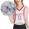 SHTGOI 2 pompon da cheerleading pom poms con anello cheerleader, fiori a mano, per eventi sportivi, giochi di palla, balli, feste di carnevale, argento