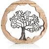 Logbuch-Verlag figura decorativa a forma di albero della vita famiglia idea regalo matrimonio nozze compleanno Natale festa della mamma decorazione in legno e in metallo color marrone ed argento 30 cm