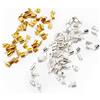 AMONENZ 100 Pezzi Cord End Crimp, Metallo Pieghevoli Cappucci Terminali, Collana Chiusura Aragosta con due Colori (Argento, D'oro), Può Essere Utilizzato per la Creazione di Gioielli fai da te