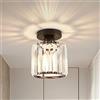 ALLOMN Plafoniera in Cristallo, Mini Illuminazione a Soffitto con Montaggio Semi-incasso Lampadario Moderno Cristallo a LED Cromato per Cucina Sala da Pranzo Corridoio Balcone Portico, 5.12x6.69 Inch