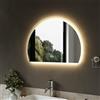 SIRHONA Specchio Bagno 80x60cm, Luminosità Dimmerabile e 3 Colori Regolabili, Memoria, IP44, Funzione Antiappannamento, Specchio Semi-Cerchio Bagno con Illuminazione, Design senza confini