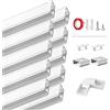HOMMAND Profilo Alluminio per Strisce LED, 10 x 1m Profili LED Forma a U, Canalina LED e Diffusore Striscia LED, con Connettore Angolare, Nastro Adesivo, Tappi di Chiusura e Clip di Montaggio
