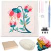 Allazone Punch Needle Kit Telaio Ricamo Starter Kit Quadrata Kit di Ricamo per Aghi da Punzonatura con Flower Pattern, Penna per Adulti Principianti (Beige e Rosa)