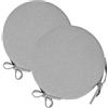 Russo Tessuti Coppia Cuscini Coprisedia Cucina Sgabelli Rotondi Lacci Double Face Sfoderabili -Grigio