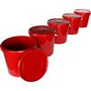 FixedByU 5 secchi con coperchio, 10 L, rossi, rotondi, in plastica, per uso alimentare, ermetici e stabili, secchio vuoto con manico e coperchio adatto per alimenti, prodotti chimici, detersivo in polvere