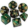 QMAY DND Dice - Set di 7 dadi poliedrici per Dungeon e Dragons MTG RPG D&D D20, D12, D10, D%, D8, D6, D4 (nero e verde)