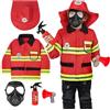 Alaoo 5PCS Costume da Pompiere per Bambini,con Accessori Polizia e Vigili