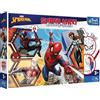 Trefl Primo - Marvel Spiderman, Spiderman va all'azione - 3in1: Puzzle 24 Grandi Elementi, Libro da Colorare, Gioco con Elementi da Colorare,con Eroi delle Fiabe, Divertimento per bambini dai 3 anni