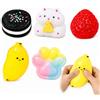 GifBasg 5 giocattoli sensoriali Squishy fragola, criceto formaggio, zampa di gatto arcobaleno, giocattoli di sollievo dallo stress in silicone durevole, regali divertenti per bambini e adulti, ideali per