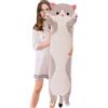 Aiuidun Lungo Gatto Peluche Morbido Cuscino Abbraccio Imbottito Animale, Carino Kitty Sleeping Throw Regalo per Bambini (90cm/35.4inch, Gray)