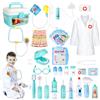 deAO Valigetta del Dottore e Dentista Set, Dottore e Infermieristica Clinica Dentale Gioco, 34 Pezzi, con Suono e Luce, Compreso Stetoscopio Elettronico, Mantello da Laboratorio e Attrezzature Mediche