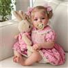 BABESIDE Bambole Realistiche per Neonati Vere Bambola Bambine Rinato da 20 pollici Corpo in Tessuto Morbido con Lunghi Capelli Biondi Con Vestiti e Accessori per Bambini dai 3 anni in su,Rosa