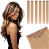 TESS Extension Capelli Veri Clip 6 Fasce Separate con Lace Base #27 Biondo Scuro, 25cm 61g 100% Human Hair Naturali