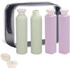 TENGWA 4 Pezzi Contenitori da Viaggio 260 ml/250 ml Contenitori da Viaggio con Etichetta Contenitore Riutilizzabile per Ricaricare Shampoo Bagnoschiuma Lozione e Articoli da Toeletta