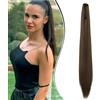 Dcbaboo Coda di Cavallo Extension Capelli Lisci Coda Capelli Extension con Pinza 55cm Posticci per Capelli Dritti Coda Finta per Capelli Sintetici Lunghi Ponytail Naturale, Marrone Castagna