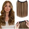 Silk-co Extension Capelli Veri Clip con Filo Invisibile Extensions Capelli Clip Extension con Filo Invisibile Fascia Unica 30cm, Marrone Medio & Biondo Scuro