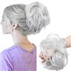 SEGO Elastico Capelli Finti Chignon Toupet Coda di Cavallo Extension Ricci Mossi Ondulati Hair Bun Fermacoda 80g - Grigio