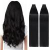 TESS Extension Adesive Capelli Veri Biadesivo 40 Fasce Biadesive Remy Human Hair 50cm 100g #1 Jet Nero