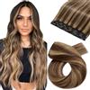 Silk-co Extension Capelli Veri Fascia Unica 5 Clips #4P27 Marrone Medio & Biondo Scuro 45g Capelli Umani 3/4 Testa Piena 35cm Extension Clip Capelli Naturali