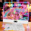 Aourow Lavagna da Disegno a LED Ricaricabile per bambini con Luci RGB,Grande Tappetino Luminoso in Acrilico 35x26cm,8 Colori Statici & 3 Modalità Dinamiche,Supporto Nascosto per Ricalco e Arte,Bianco