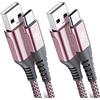 sweguard Cavo USB C 2 pezzi 0.8m, Cavo USB tipo C di ricarica in nylon tipo C, per Samsung Galaxy S10 S9 S8 Plus, Note10, Note9, M31, M20, A20e, A71, A51, A50, A40, A10e, A7, Mi9, Mi8,Redmi 8 Pro,LG.G7