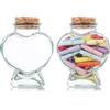 ELEOUTI Bottiglie di Vetro a Forma di Cuore Contenitori Versatili con Tappo in Sughero 2 Pezzi da 50ml Decorazione Artistica e Regalo per Sabbia, Polvere e Carta dei Desideri