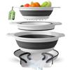 Gevoli Set di 3 scolapasta pieghevoli con base di scarico dell'acqua sopra il lavello per pasta, frutta e verdura (brevetto in attesa di registrazione), bianco (3 misure, 3QT, 4QT e 5 quarti)