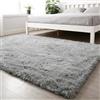 CUIMEI Tappeto Salotto Moderno 80 x 130 cm, Lavabile Fino a 30 Gradi, Morbidissimo, Aspetto Pelliccia, Classico Morbido e Soffice, Tappeto Bagno Camera da Letto, grigio argento