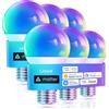 Linkind Lampadina LED collegata Wi-Fi RGBTW E27, Matter compatibile con Alexa/Siri/Google Home/SmartThings, 1800-6500K, Multicolore, sincronizzazione musicale, 800 lm, sostituisce 60 W, confezione da