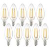 DiCUNO Lampadina LED E14 3.5W, Equivalente 40W alogena, 480lm, Bianco caldo 2700K, Non dimmerabile, Candela a filamento C35 vintage per lampadario e plafoniera, 10 Pezzi